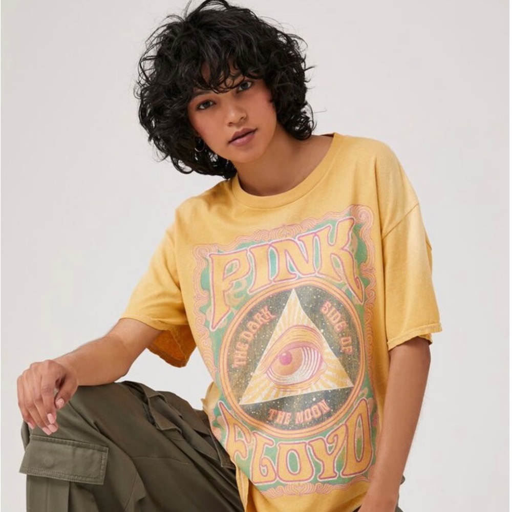 ISO Oversized Pink Floyd Yellow Graphic Tee